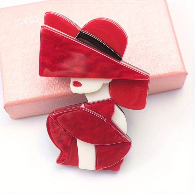 Vintage-Inspired Acrylic Brooch Pin for Dresses and Accessories