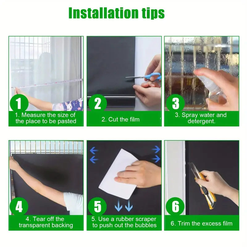 Blackout Window Film Roll 49.78x199.9cm Light Blocking Privacy UV Protection