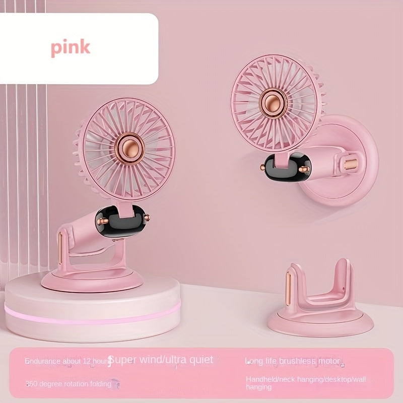 Portable Fan with LED Display 5 Speeds Foldable Dual USB Rechargeable Lithium Battery for Desk Office Bedroom Outdoor Travel Camping