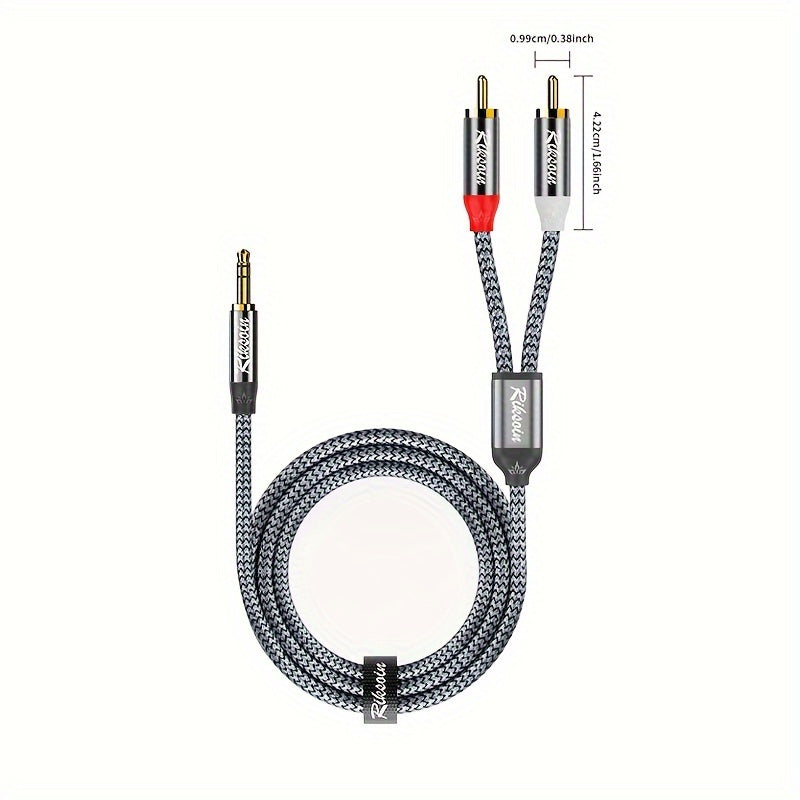 Nylon Braided 3.5mm Male to 2RCA Audio Cable for Stereo Sound Devices