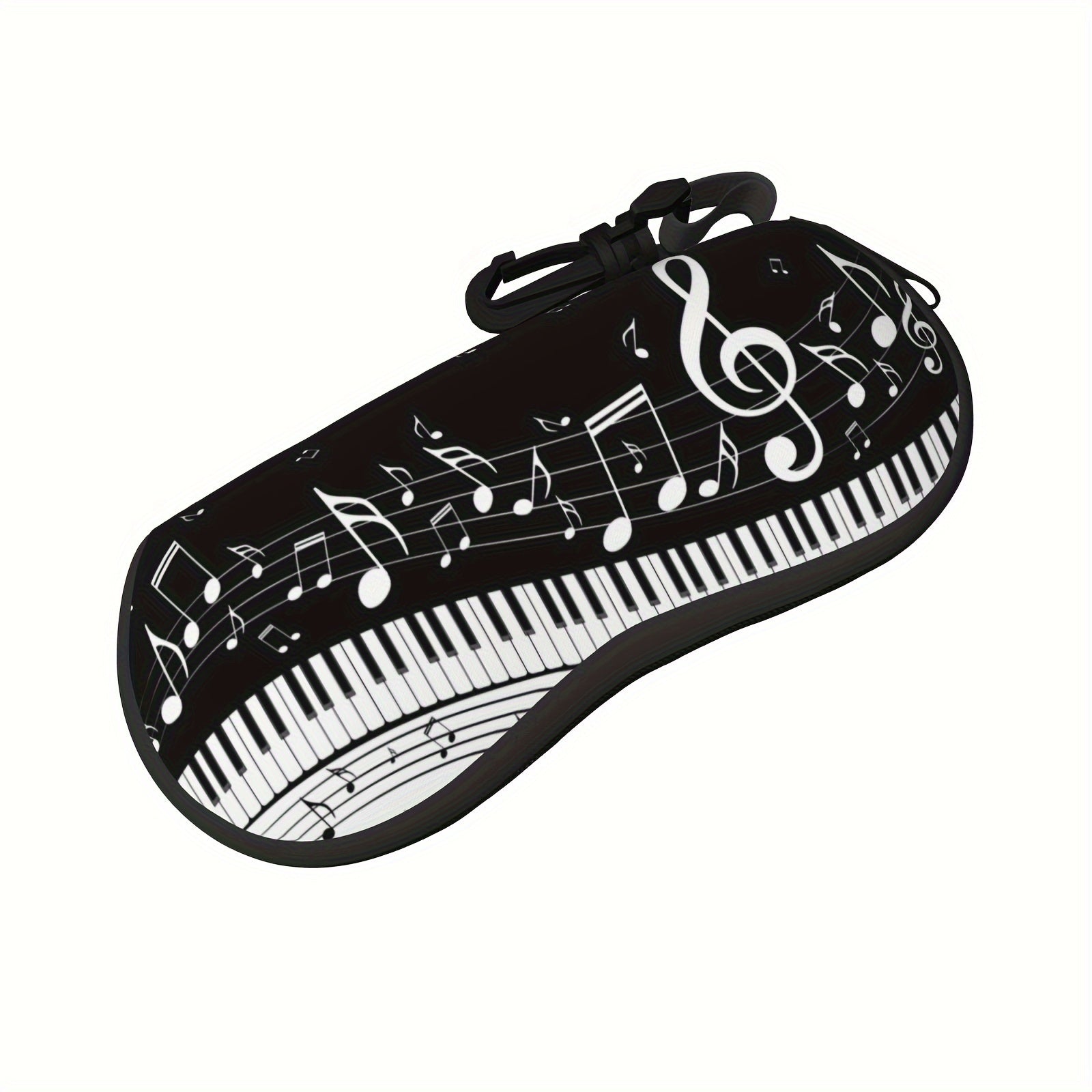 Neopren ko‘zoynak qutisi musiqa notlari naqshli va kalit zanjiri bilan
