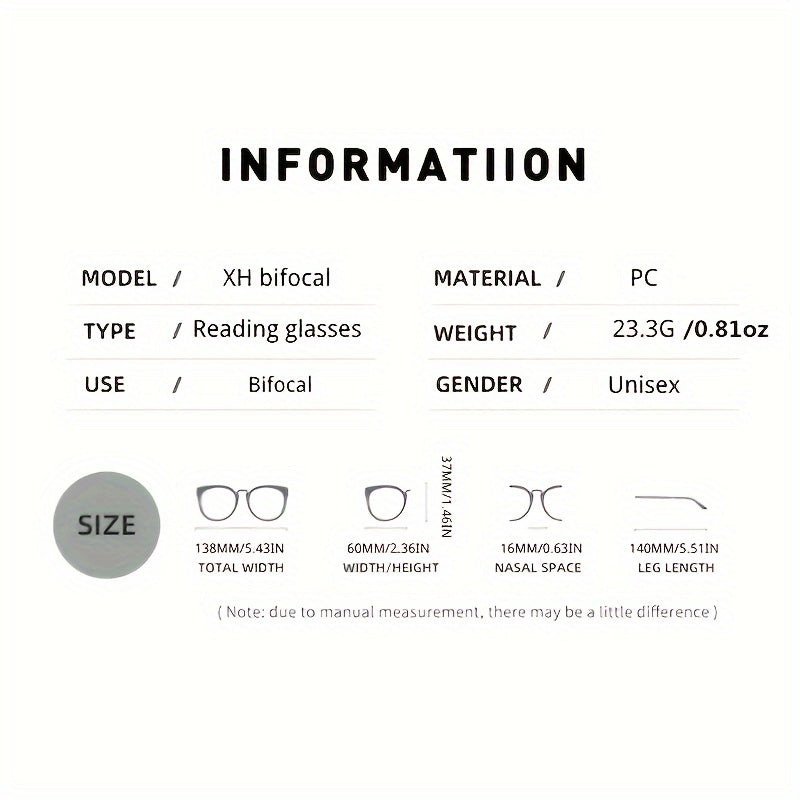 Set of 3 Bifocal Glasses for Men and Women Blue Light Protection Lightweight Presbyopia Eyewear