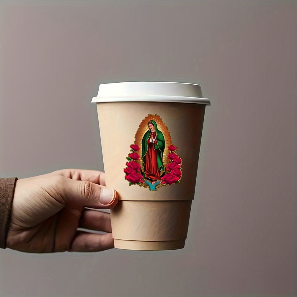 Set of 12 UV DTF Vinyl Stickers Virgin Mary Christian Designs for Coffee Mugs
