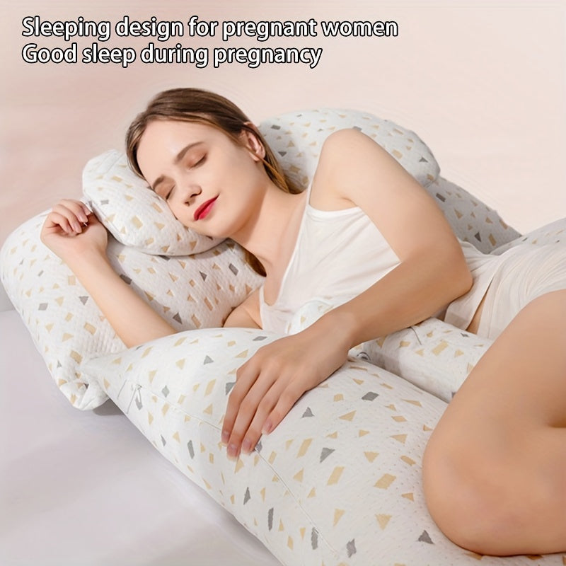 Dark Grey Maternity Pillow with Ultra-Soft Velvet Cover and U-Shaped Full Body Support