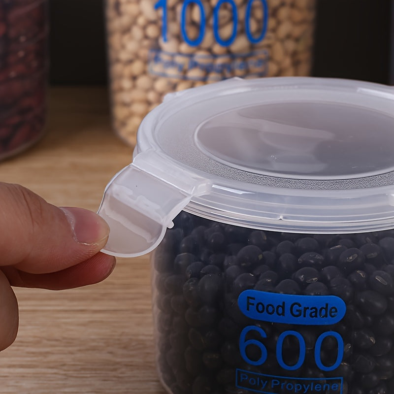 Set of 4 Clear Plastic Airtight Food Storage Containers with Lids for Cereal Rice Pasta Flour Sugar
