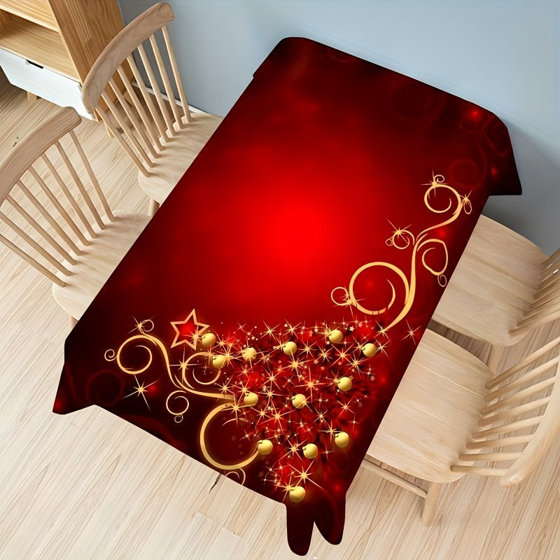 Mantel rectangular de poliéster con temática navideña para uso en interiores y exteriores