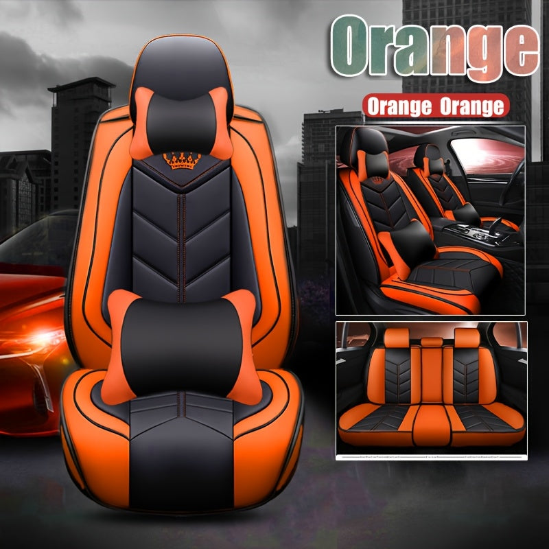 Universal Fit 5-Seats Faux Leather Car Seat Covers Waterproof Washable