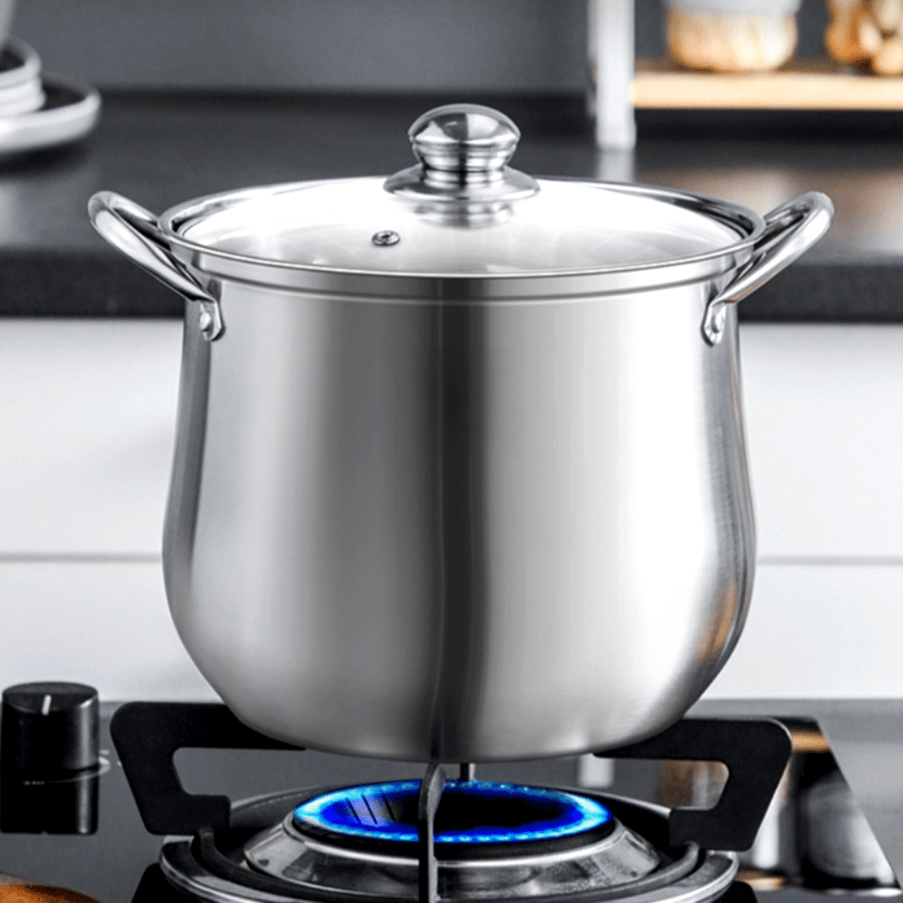 Large capacity stainless steel cooking pot for soup porridge steaming stew on induction or gas stove