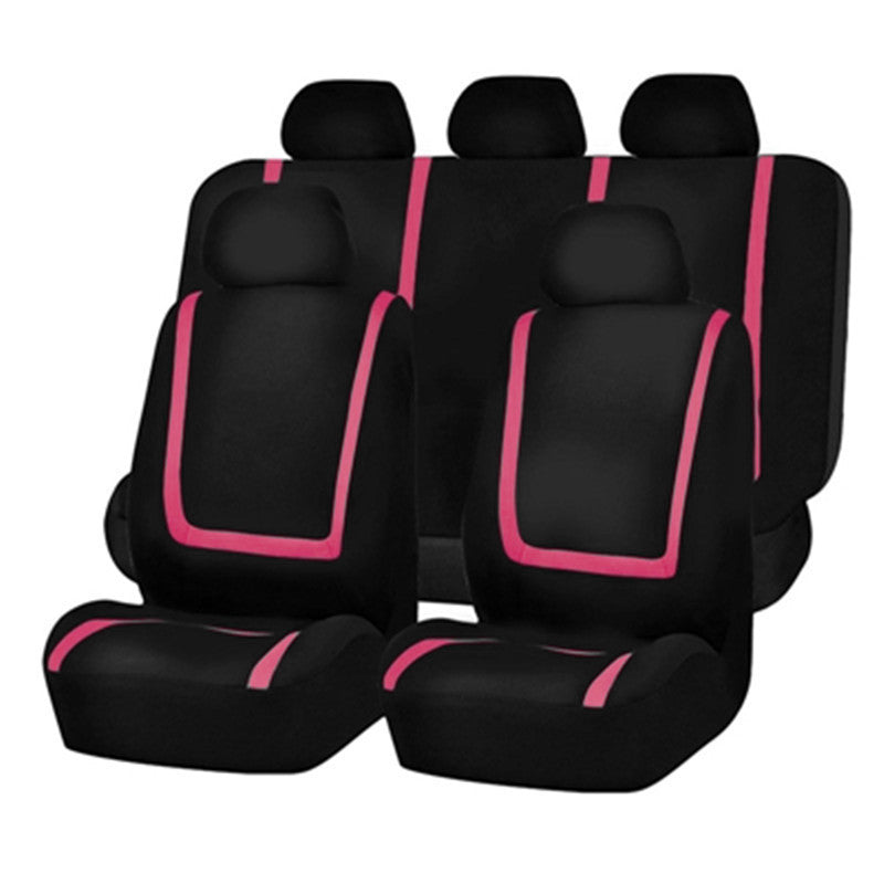 Nine-Piece Car Seat Cover Set with Patchwork Design Polyester Knit Fabric Universal Fit