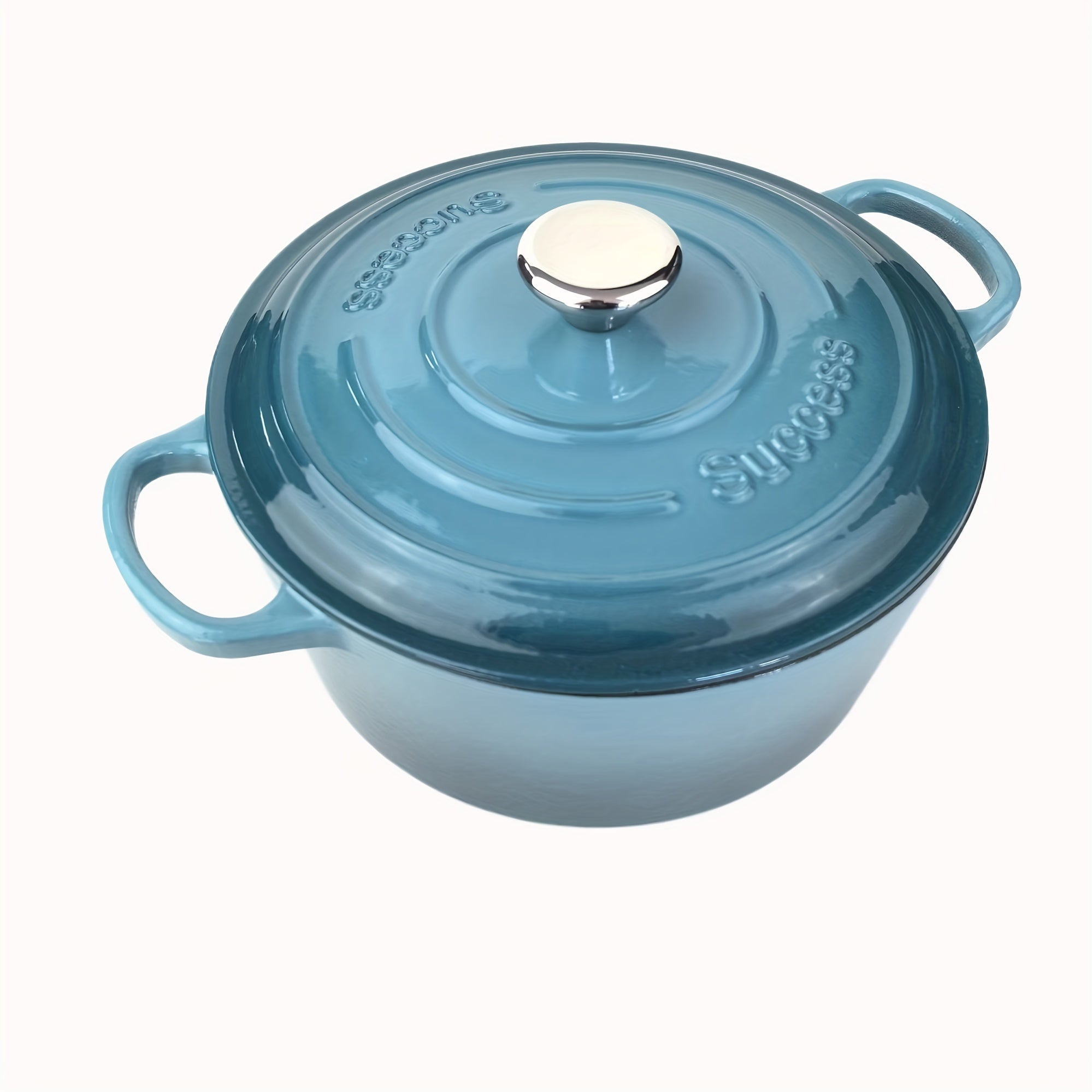 Set of 3 Enamel Cast Iron Pots 22cm 24cm 26cm Non-Stick Handles