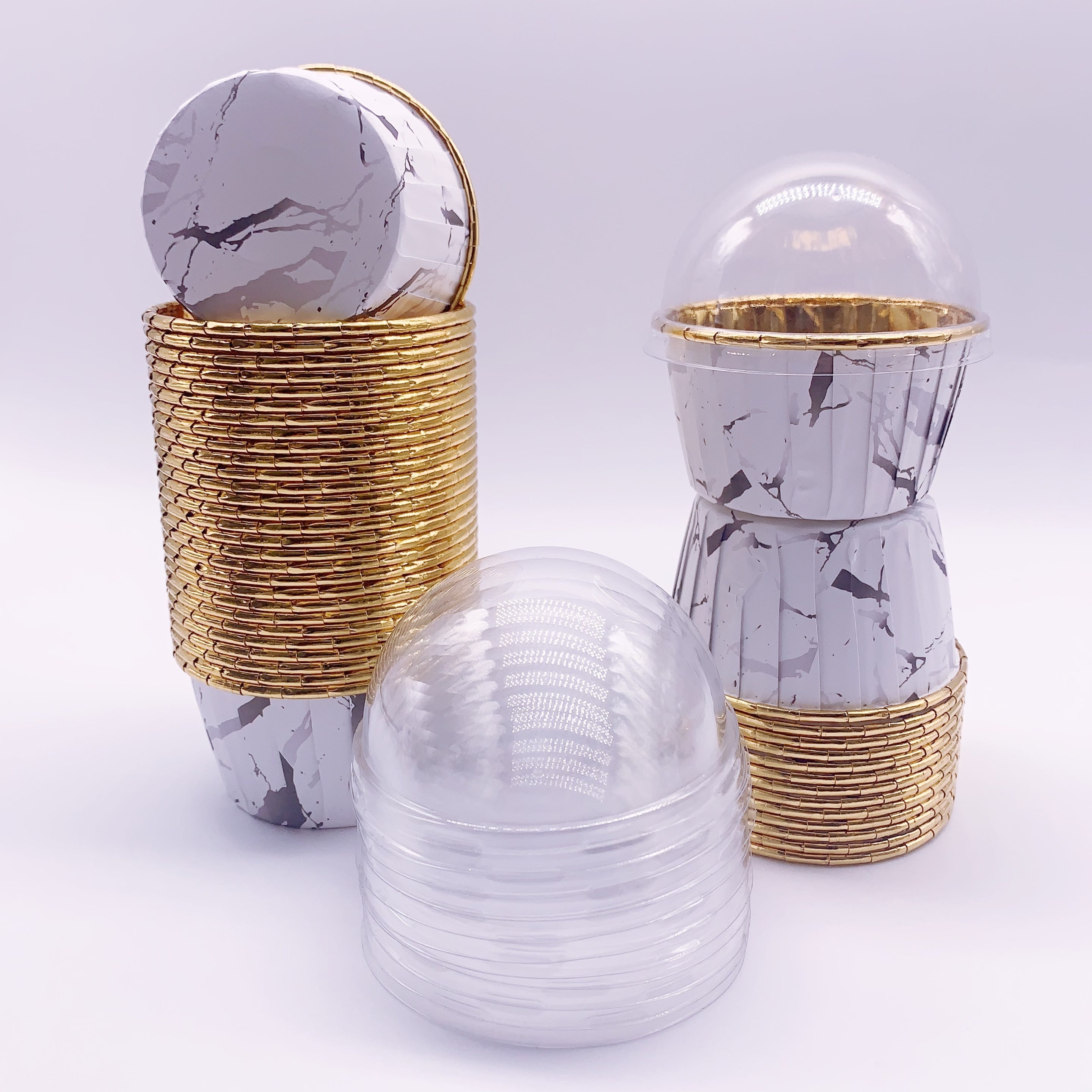 50 ta yaltiroq, bir foydalanish uchun mo'ljallangan kekchilik qobig'i, issiqlikka chidamli muffin pishirish asboblari