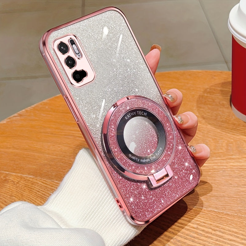 Magnetic Suction Phone Case for Redmi Series with Gradient Flash Powder Shockproof TPU