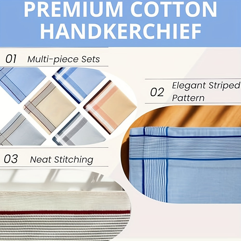 6 ta erkaklar uchun paxta sharfchalari to'plami, chiziqli naqsh bilan, yengil va mustahkam