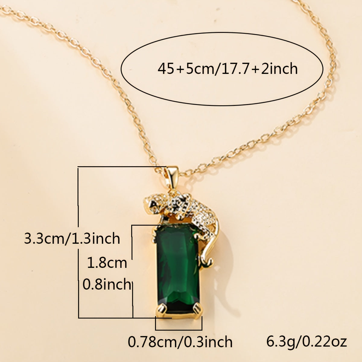 Green Crystal Leopard Pendant Necklace for Women Hip Hop Punk Style