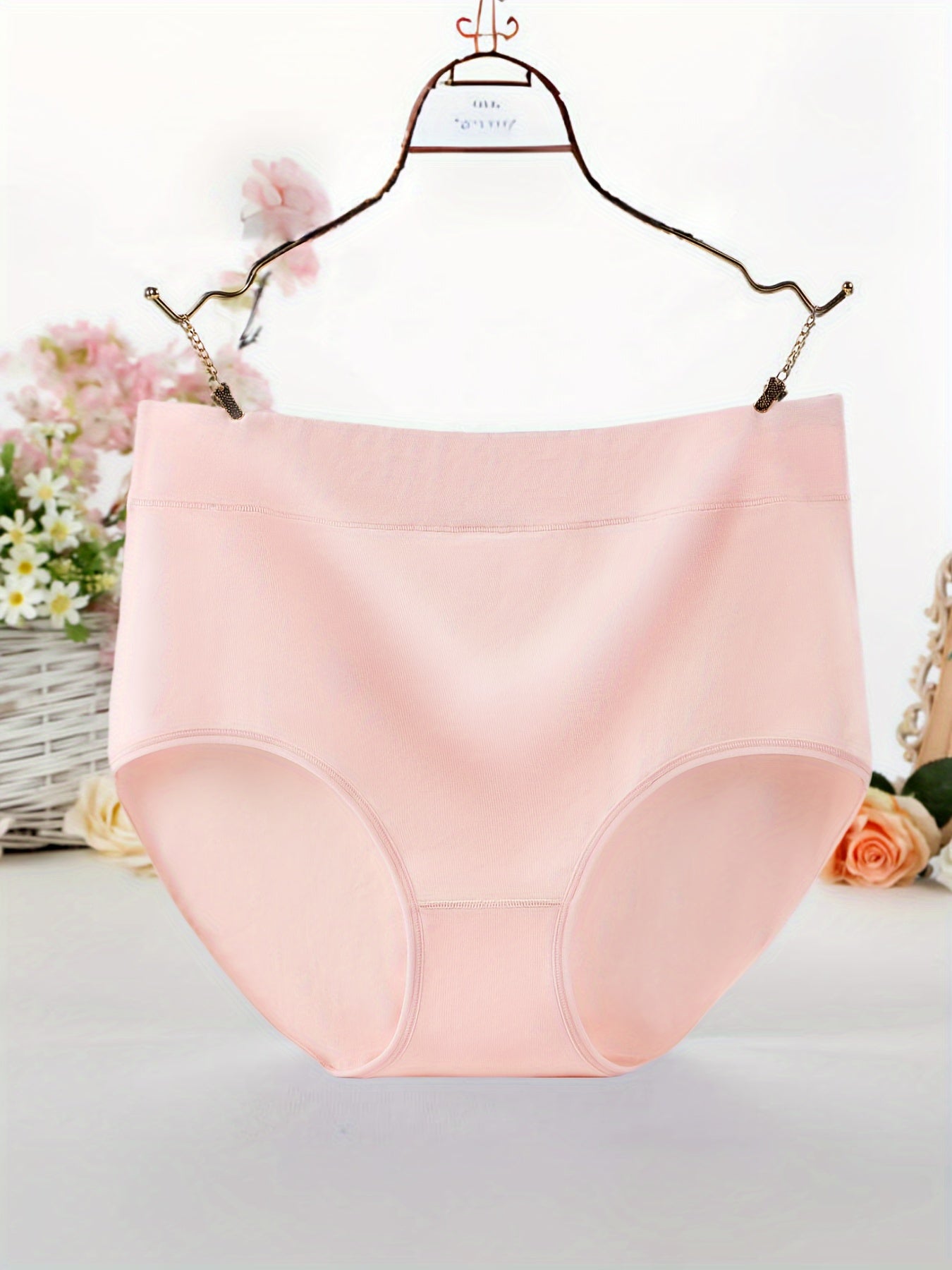 Women's Cotton Briefs 5-Pack Wide Waistband Solid Color Comfortable Underwear