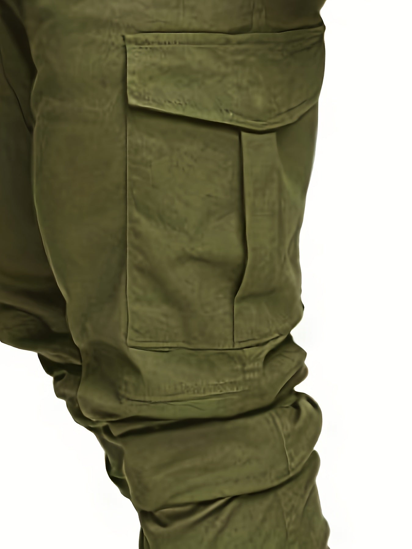 Men's Cotton Cargo Pants Solid Color Regular Fit Non-Stretch All-Season Drawstring Waist