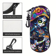 Galaxy Print Glasses Case for Men and Women Rubber Zippered Eyewear Sleeve