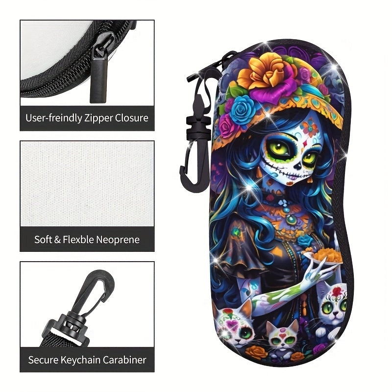 Galaxy Print Glasses Case for Men and Women Rubber Zippered Eyewear Sleeve