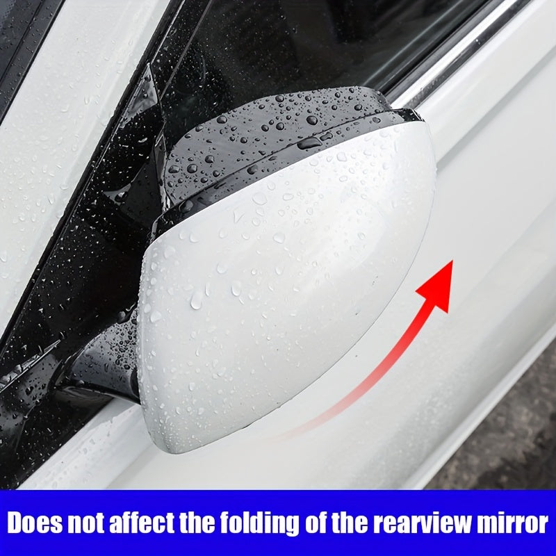 2 Pieces Carbon Fiber Textured Blind Spot Mirrors with Rain Guard for Cars