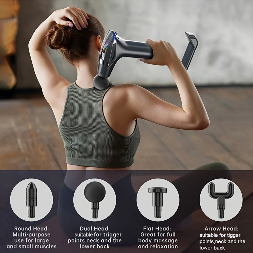 JustEvo Stretch band fascia quroli almashtiriladigan, ajratiladigan teleskopik bosh bilan. Yuqori chastotali tebranish, ko'p darajali sozlash, kuchli massaj, avtomatik vaqtni belgilash xususiyatlariga ega. Ideal uchun