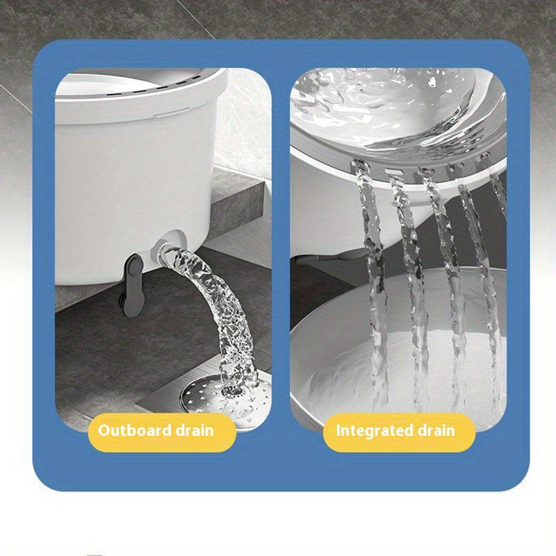 1ta Turbo Spin Mop va Bucket Setini oling, yuqori sifatli ABS materialidan tayyorlangan 128cm tutqich bilan. Ushbu to'plamda samarali tozalash uchun faqat 4-6 bosishda oson siqish tizimi mavjud. Birlashtirilgan drenaj bilan, bu mop va kassetka