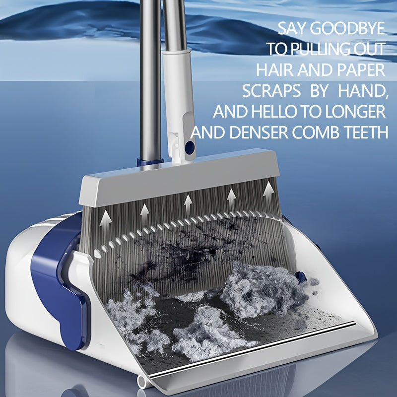 All-in-One Home Cleaning Set with Long-Handle Broom and Dustpan for Dust and Pet Hair