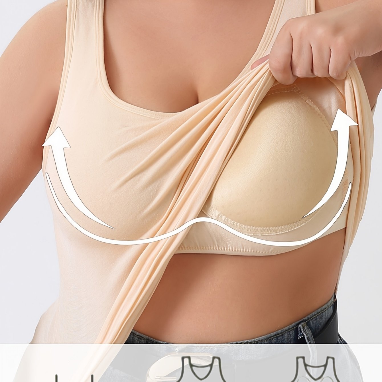 Plus Size Women's Wide Strap Tank Top with Built-In Bra Loungewear