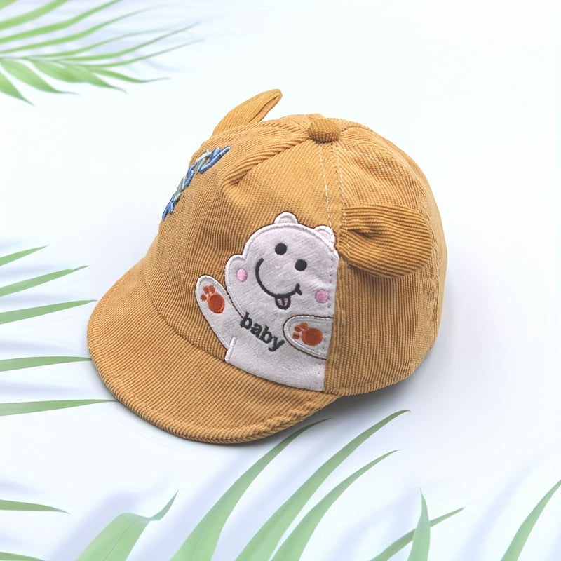 Kids Green Baseball Cap with Animal Patch Lightweight Stretchable Polyester All-Season Sun Protection