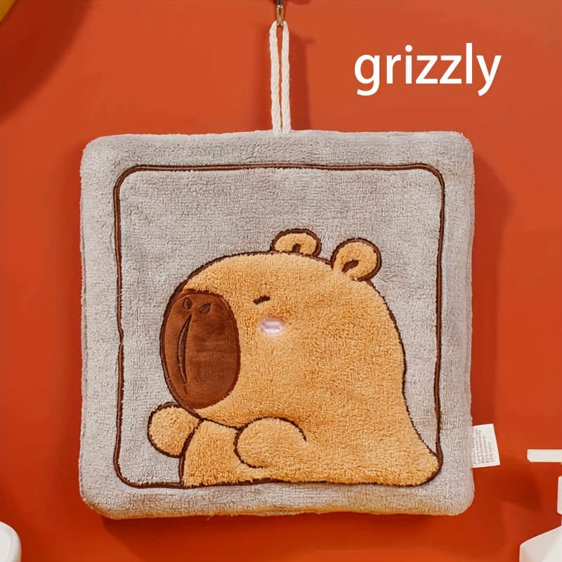 Children's Cartoon Bear Hand Towel Thick Coral Fleece 100% Cotton Soft Absorbent