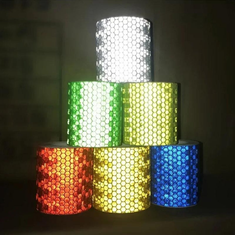 Cinta reflectante de seguridad con tira, película fluorescente de advertencia para bicicletas y coches