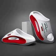 Men's EVA Slides Open Toe Non-Slip Arch Support Casual All-Season Red White Sole