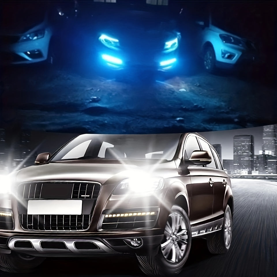 2 Pieces Car LED DRL Daytime Running Lights White Ice Blue Flexible 12V