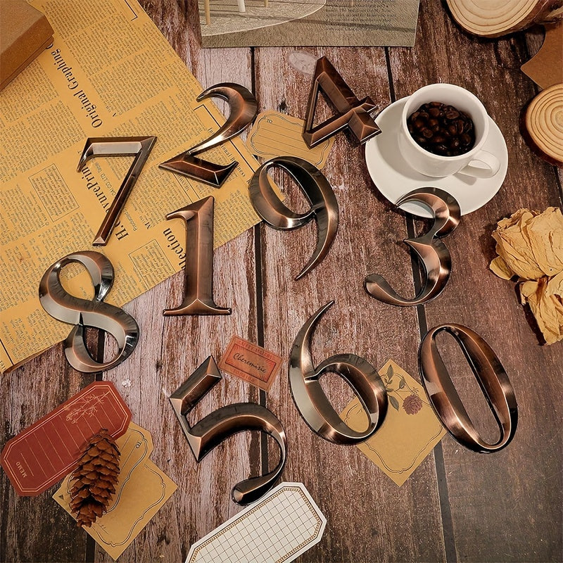 Self-Adhesive Rhombus House Number Sign Resin Copper for Hotels Apartments Modern Homes