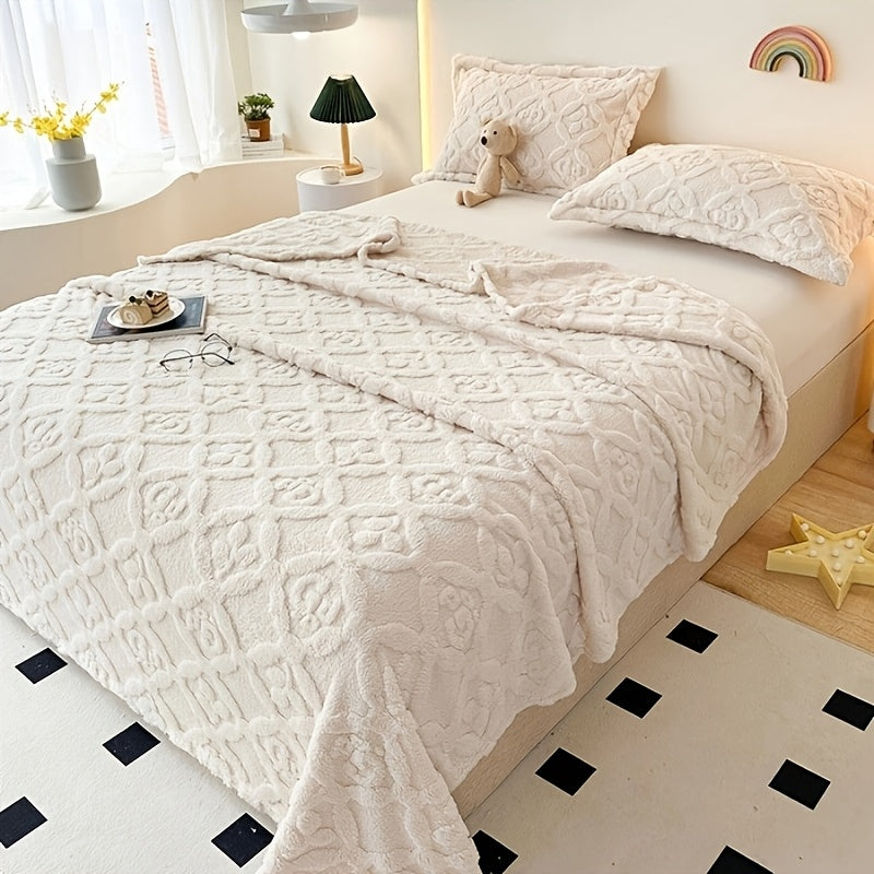 Taffeta Meadow Jacquard Blanket with Three Leaf Design Multipurpose Throw Quilt