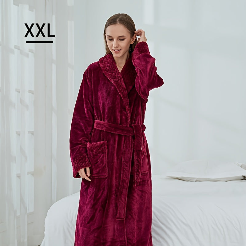Unisex Flannel Bathrobe for Autumn Winter Cozy Nightwear Home