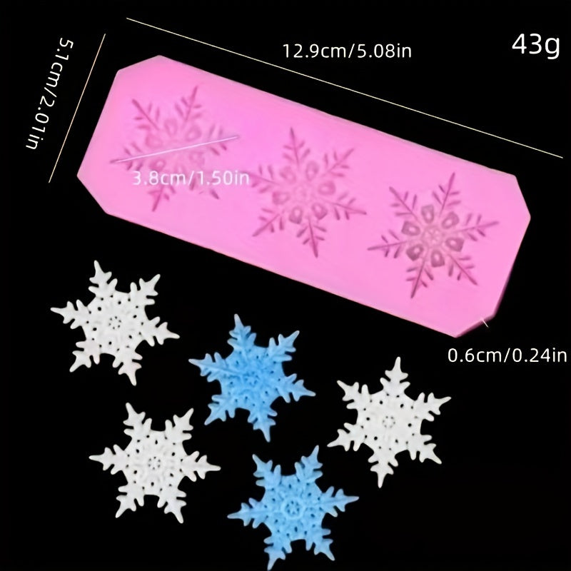Silicone Snowflake Fondant Mold for Cake Chocolate Biscuits Candy Jelly Pudding Christmas Baking