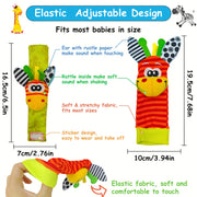 Baby Wrist Rattle Socks and Foot Finder Set for Newborns Cotton Multicolor