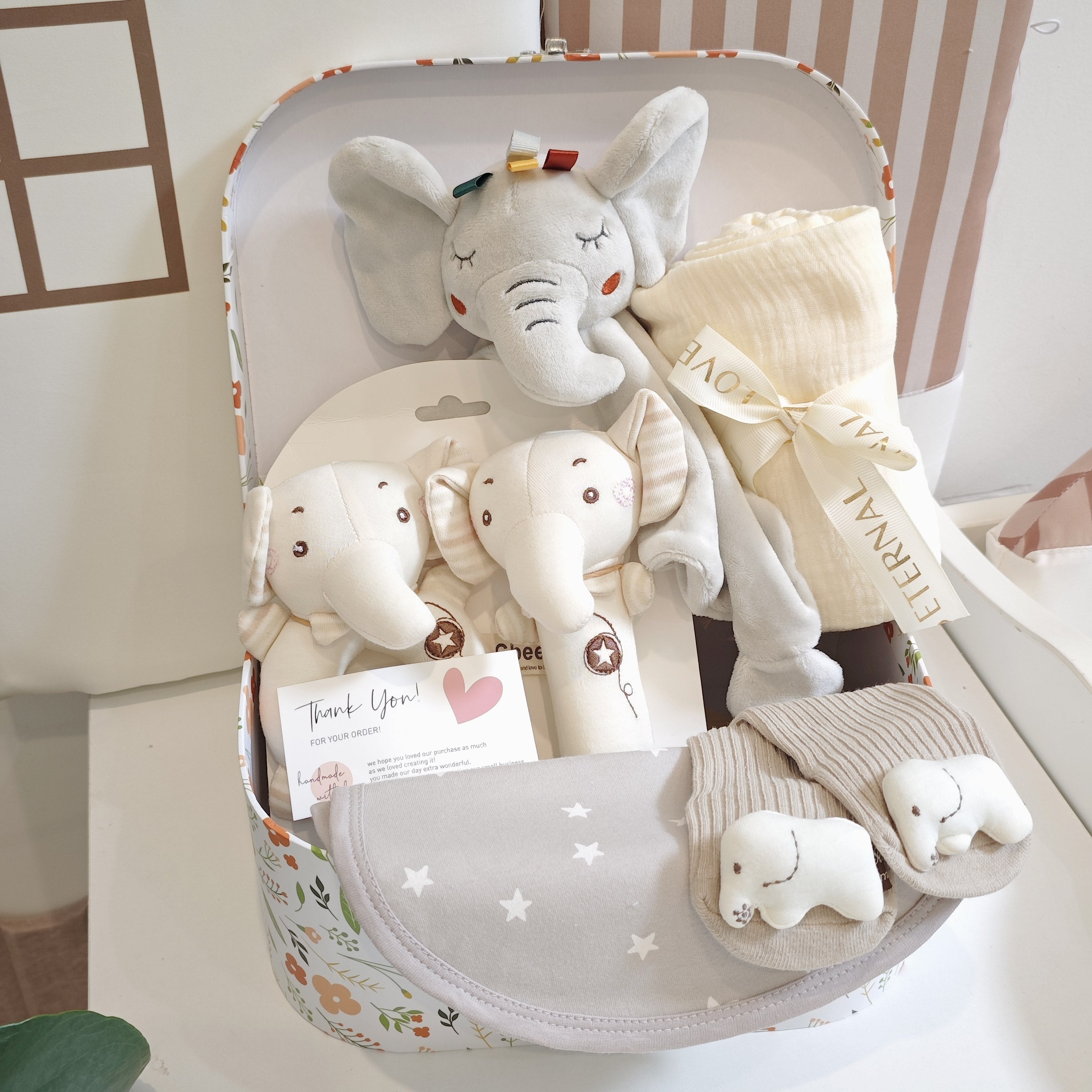 Baby Shower Gift Set for Newborns Includes Blanket Socks Lovey and Essentials Gray 5 Pieces