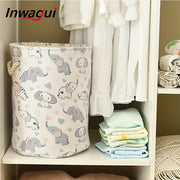 Large Foldable Laundry Hamper with Animal Design, Thick Fabric, Drawstring Lid