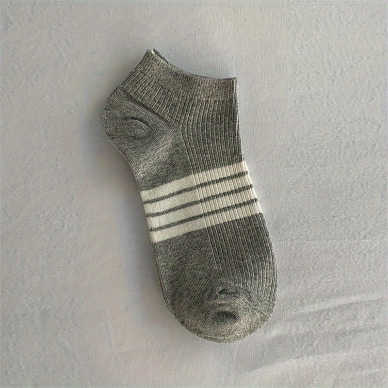 Men's Athletic Ankle Socks 5 Pairs Breathable Sweat-Absorbent Polyester Blend with Odor Control