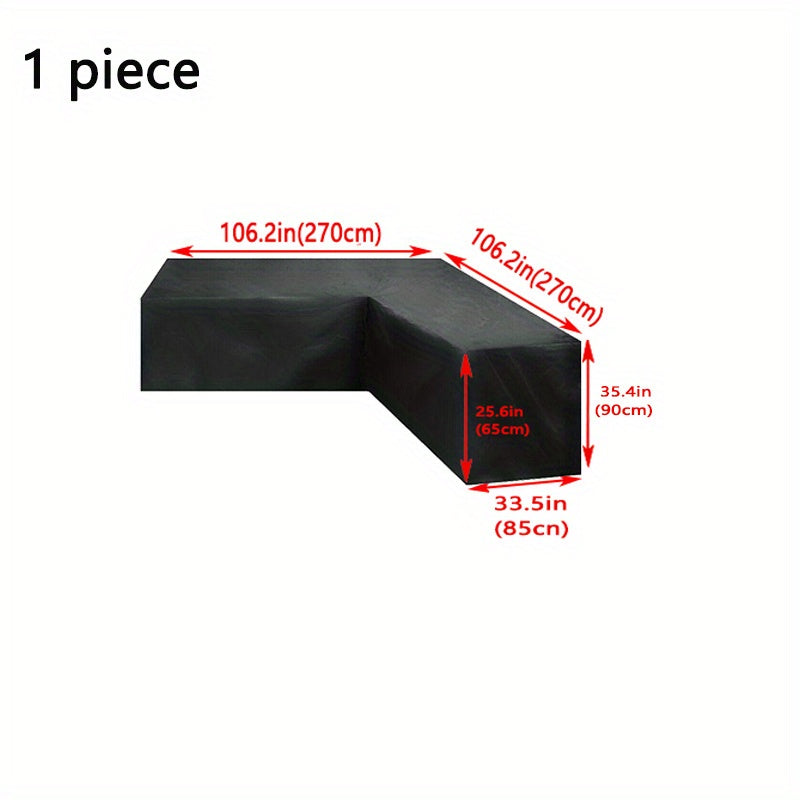 L-Shaped Outdoor Sofa Cover Waterproof Patio Furniture Protector Black Drawstring