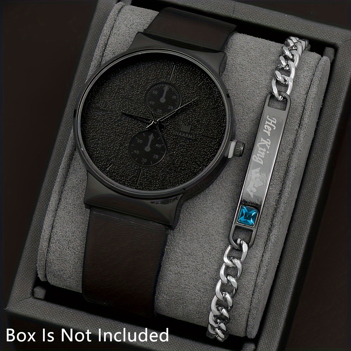 Men's Quartz Watch and Bracelet Set Business Style Non-Waterproof PU Leather Zinc Alloy Round Dial