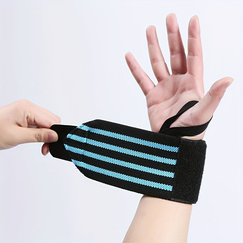 Adjustable Compression Wrist Support for Weightlifting and Dumbbells Blue Black Stripes