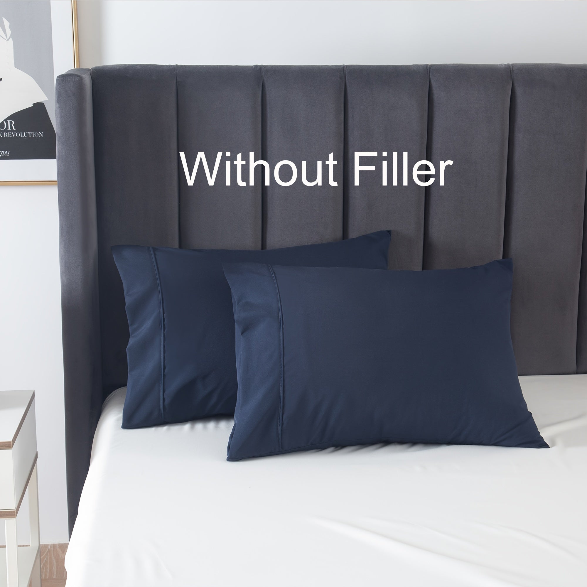 Set of Two Brushed Polyester Pillowcases Solid Color Breathable Envelope Closure