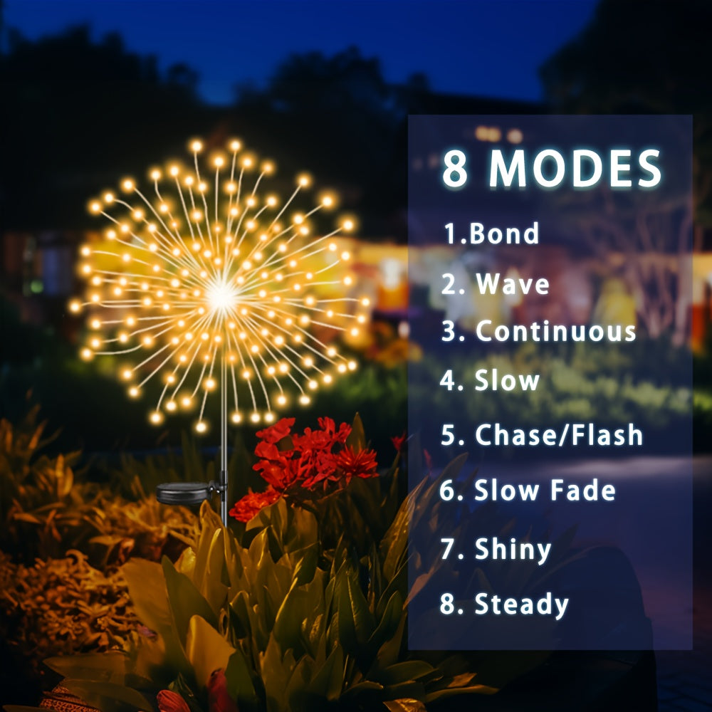 Solar LED Lights with 8 Modes Firework Style Outdoor Waterproof 200-350 Lumens