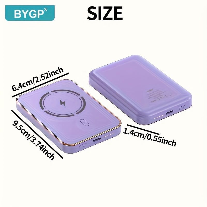 5000mAh Magnetic Wireless Power Bank with LED Display for iPhone and Android Type-C Emergency Backup