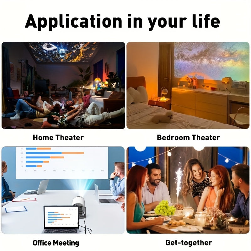 Portable Home Theater Projector for Movies TV Gaming 16:9 3D Compatible