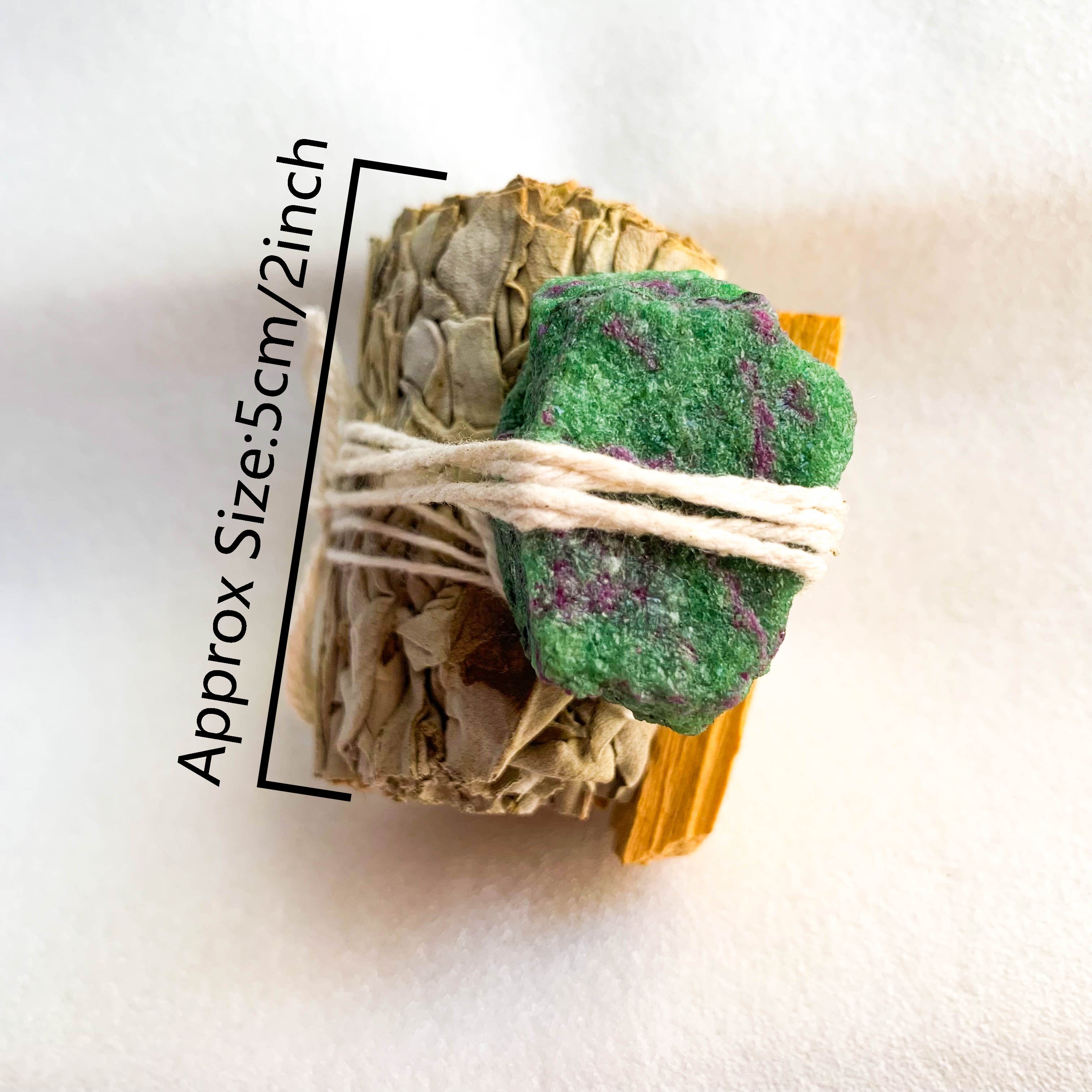 Conjunto de varita de limpieza energética de cristal de roca natural con varita de amatista, selenita y salvia blanca