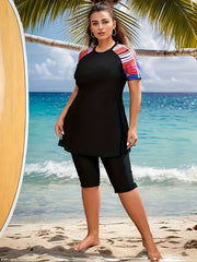 Women's Large Size Sports Tankini Set with Removable Padding Quick Dry Fabric