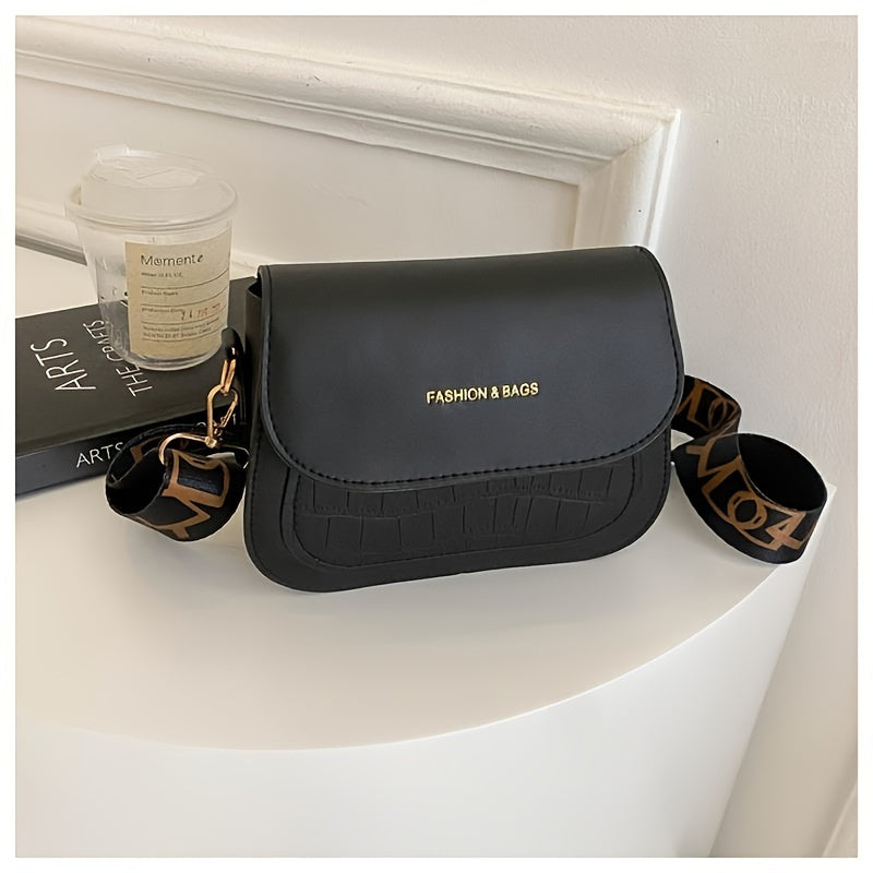 Women's Crossbody Bag PU Solid Color with Magnetic Closure Unlined in White and Black